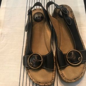 Fly London Tricky Tram Chunky Slingback  Sandals